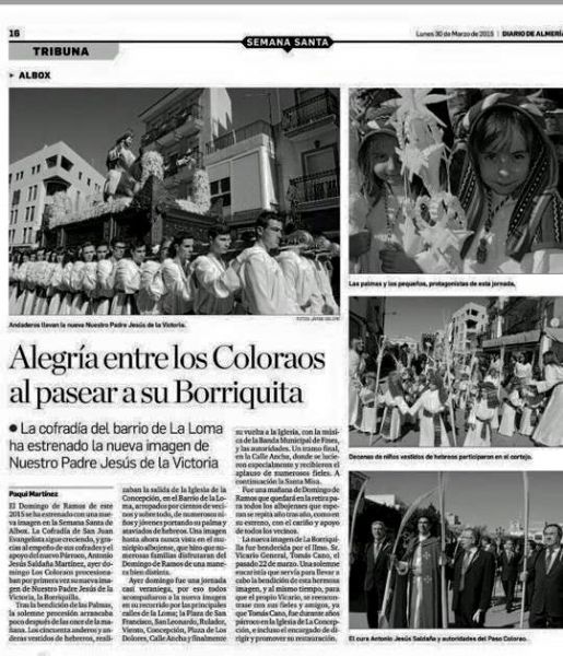ALBOX- ALEGRIA ENTRE LOS COLORAOS AL PASEAR SU BORRIQUITA