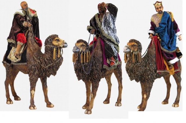 Pantalla Interior/Exterior. Belén Exhibición de Navidad Pintado a Mano Figuras de Camello Aries Boutique Tamano 10cm Los 3 Reyes Magos