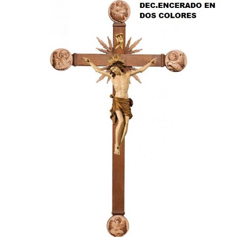 CRUCIFIJO MADERA CON EVANGELISTAS Y RAYOS REF.6029STE MOD.BL